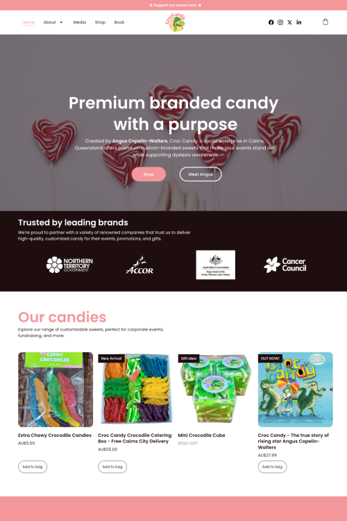 Ecommerce website in Cairns – Croc Candy online shop by Digital Reef Solutions